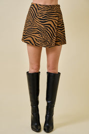 Tiger Print Mini Wrap Skort