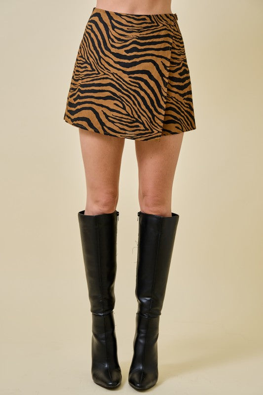 Tiger Print Mini Wrap Skort