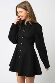 Black Lea Button Dress
