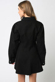 Black Lea Button Dress