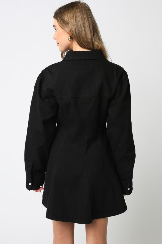 Black Lea Button Dress