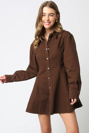 Brown Lea Button Dress