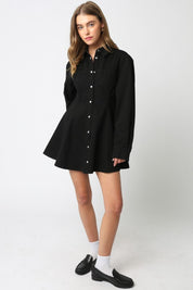 Black Lea Button Dress