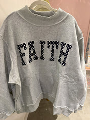 Gray Polka Dot Faith Mockneck at Ninety Nine Boutique