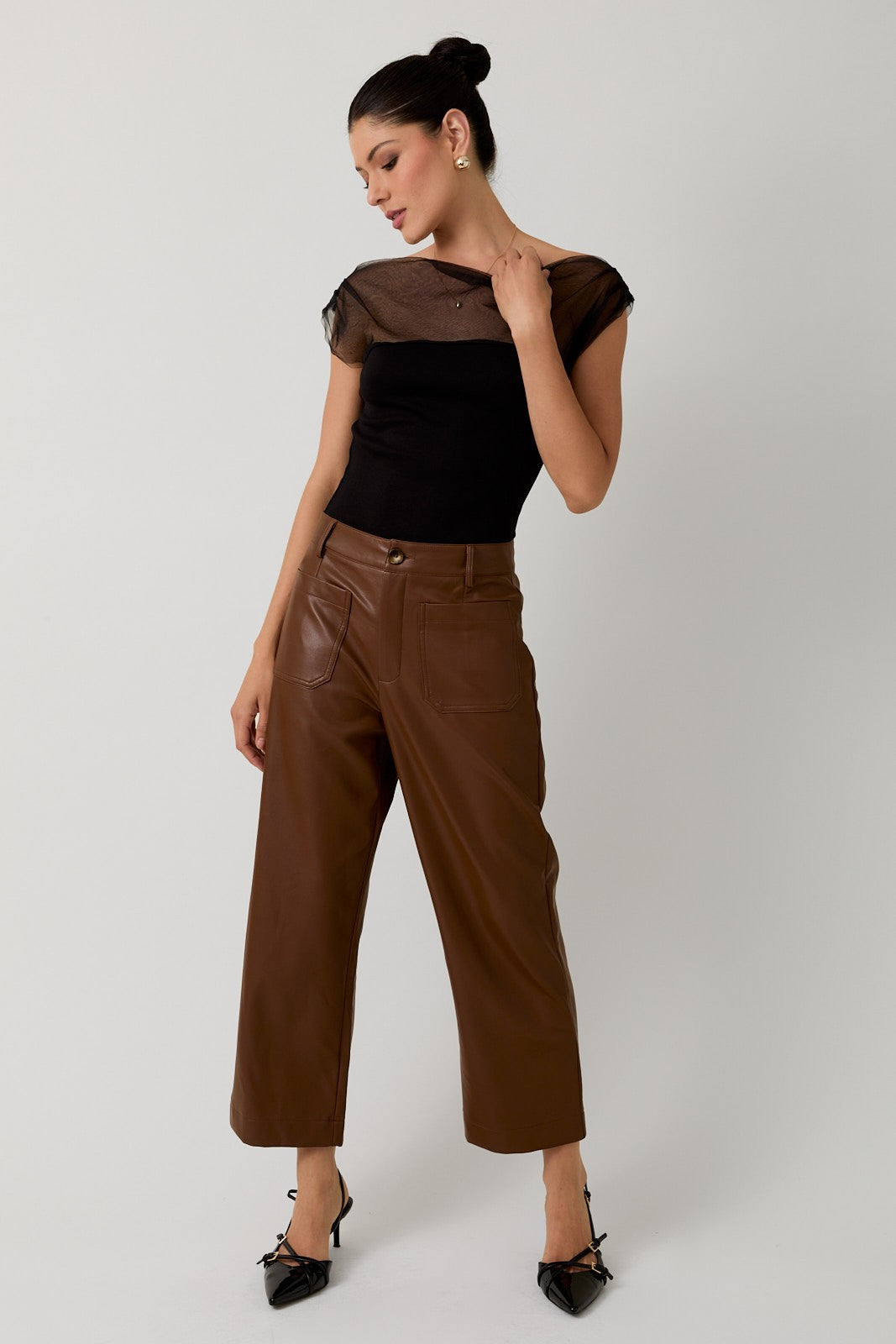 Black Mesh Drape Top