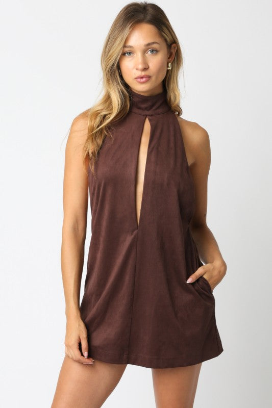 Brown Gina Halter Dress