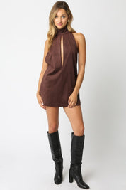 Brown Gina Halter Dress