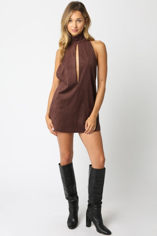 Brown Gina Halter Dress