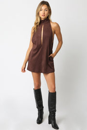 Brown Gina Halter Dress