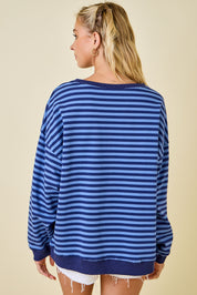 Navy & Blue Striped Terry LongSleeve