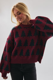 Crew Neck Christmas Tree Sweater