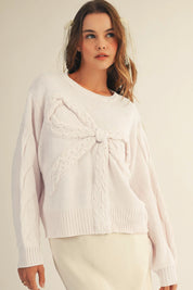 Cream Bow Knit Sweater