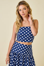 Navy & White Polka Dot Crop Top