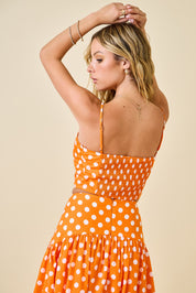 Orange & White Polka Dot Crop Top