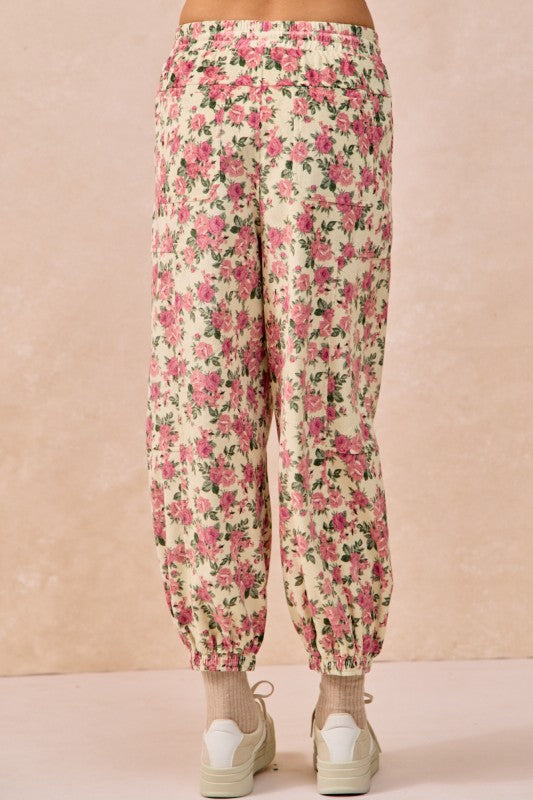 Floral Printed Twill Pants