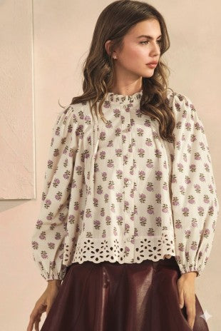 Cream Floral Blouse