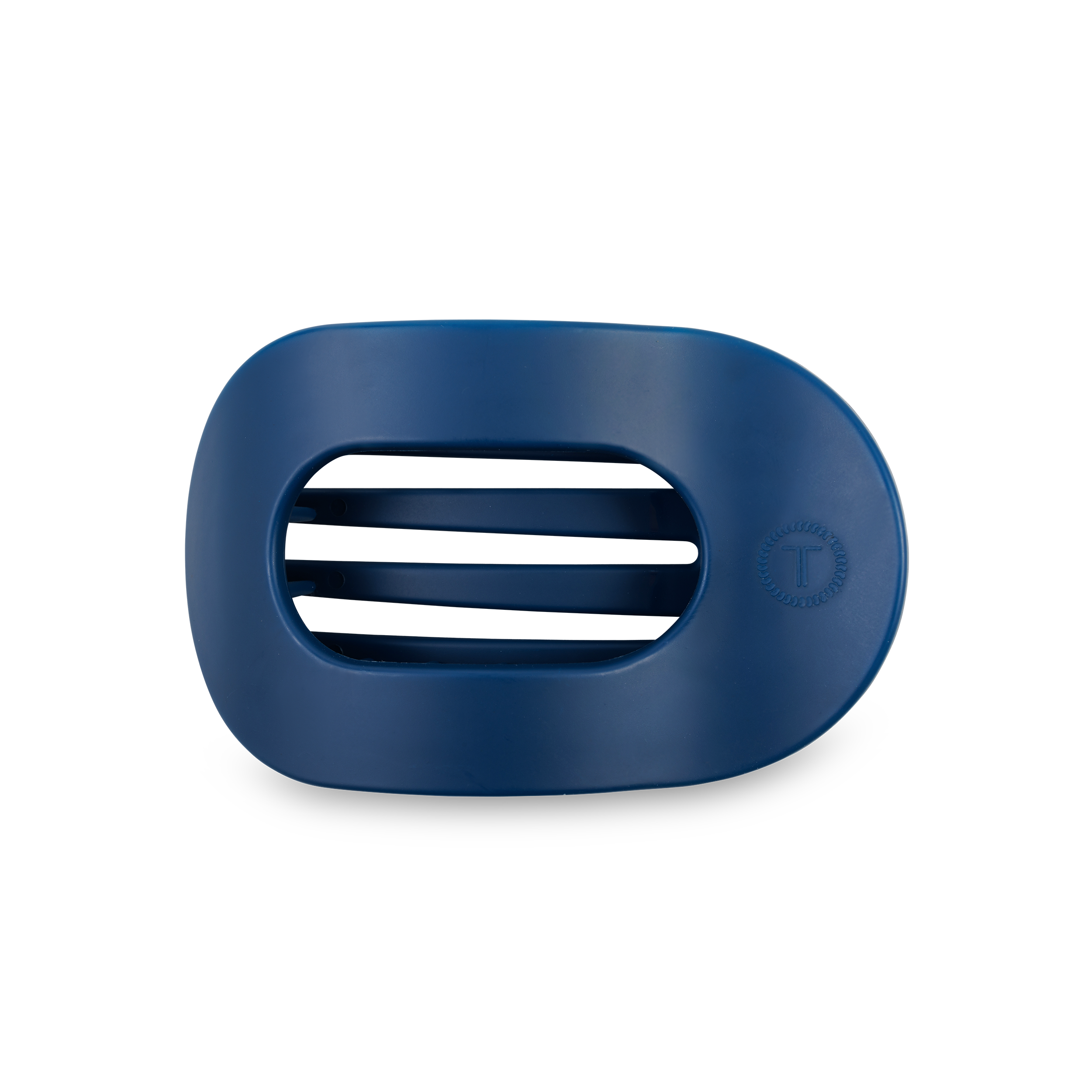 Flat Round Hair Clip | Medium | Midnight Rain — rounded oval shape and bendable teeth for a secure yet gentle hold