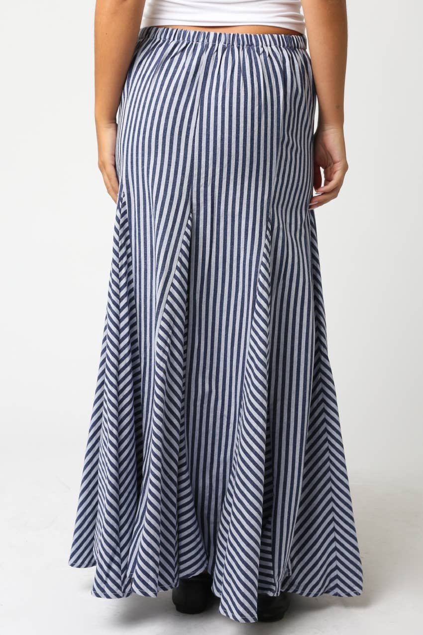 Blue & White Stripe Maxi Skirt