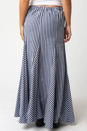 Blue & White Stripe Maxi Skirt