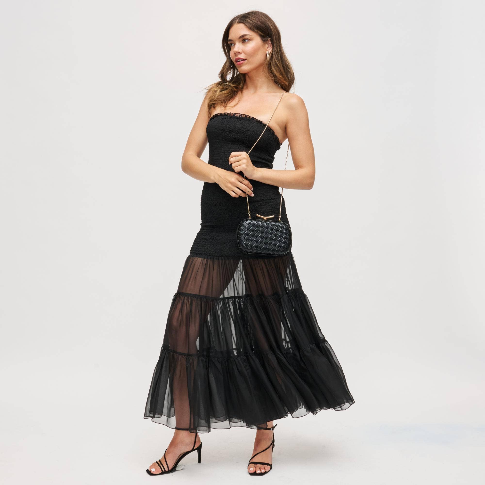 Black Woven Twist Clasp Evening Bag