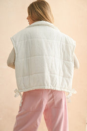 White Lace Trim Puff Vest