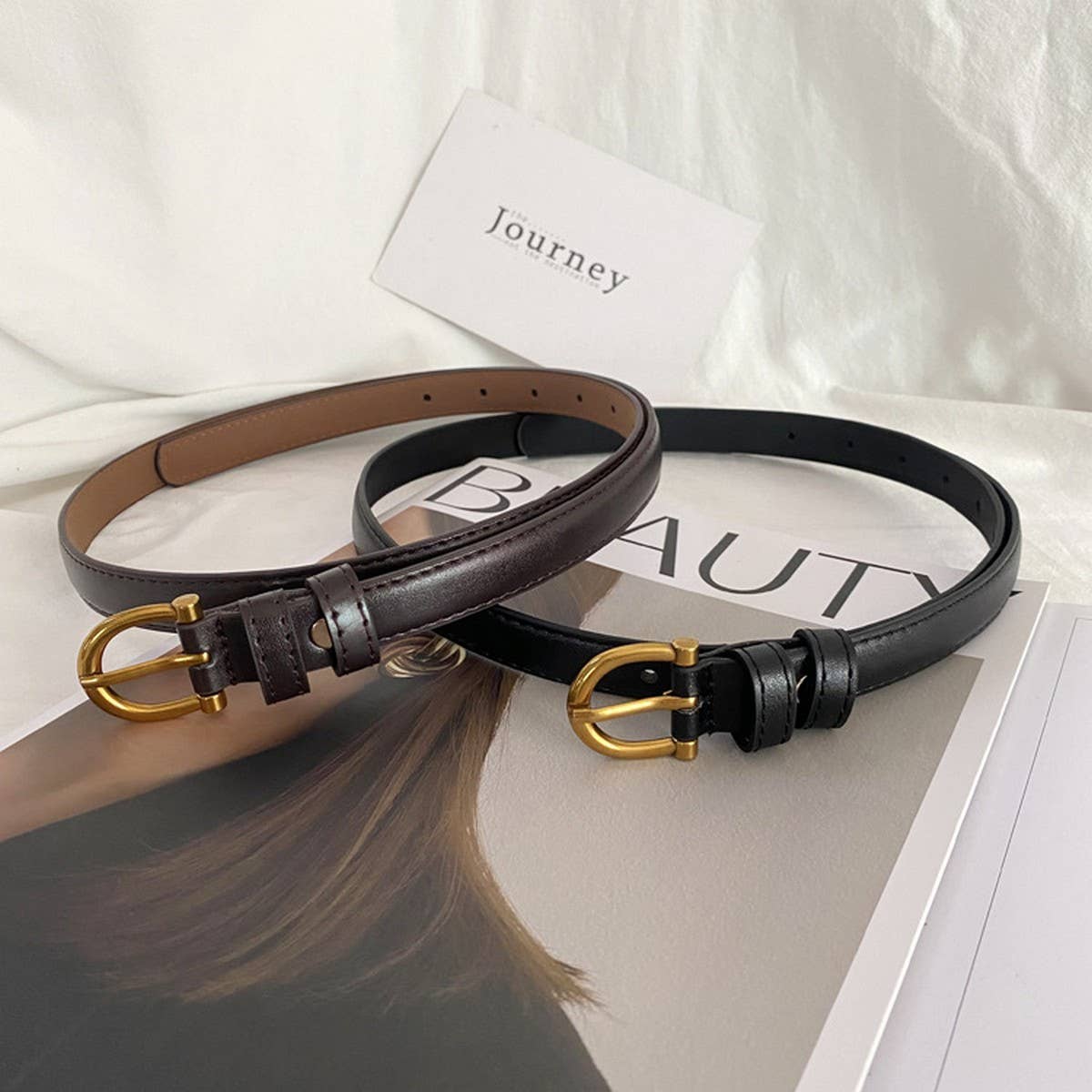 Dark Brown Simple Thin Belt