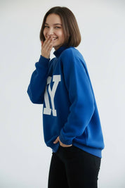 Blue Kentucky Reversible Mockneck — drop shoulder and long sleeve