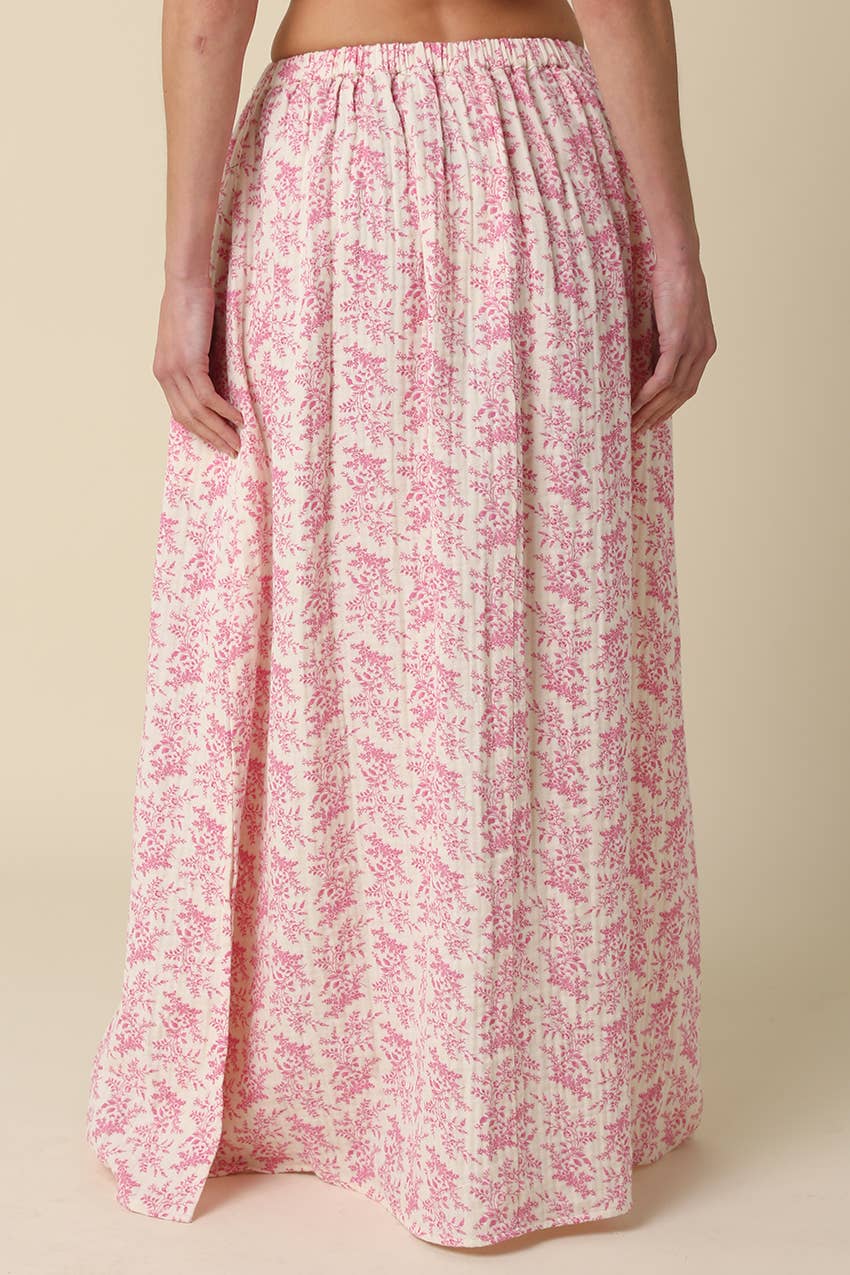Pink Floral Maxi Skirt