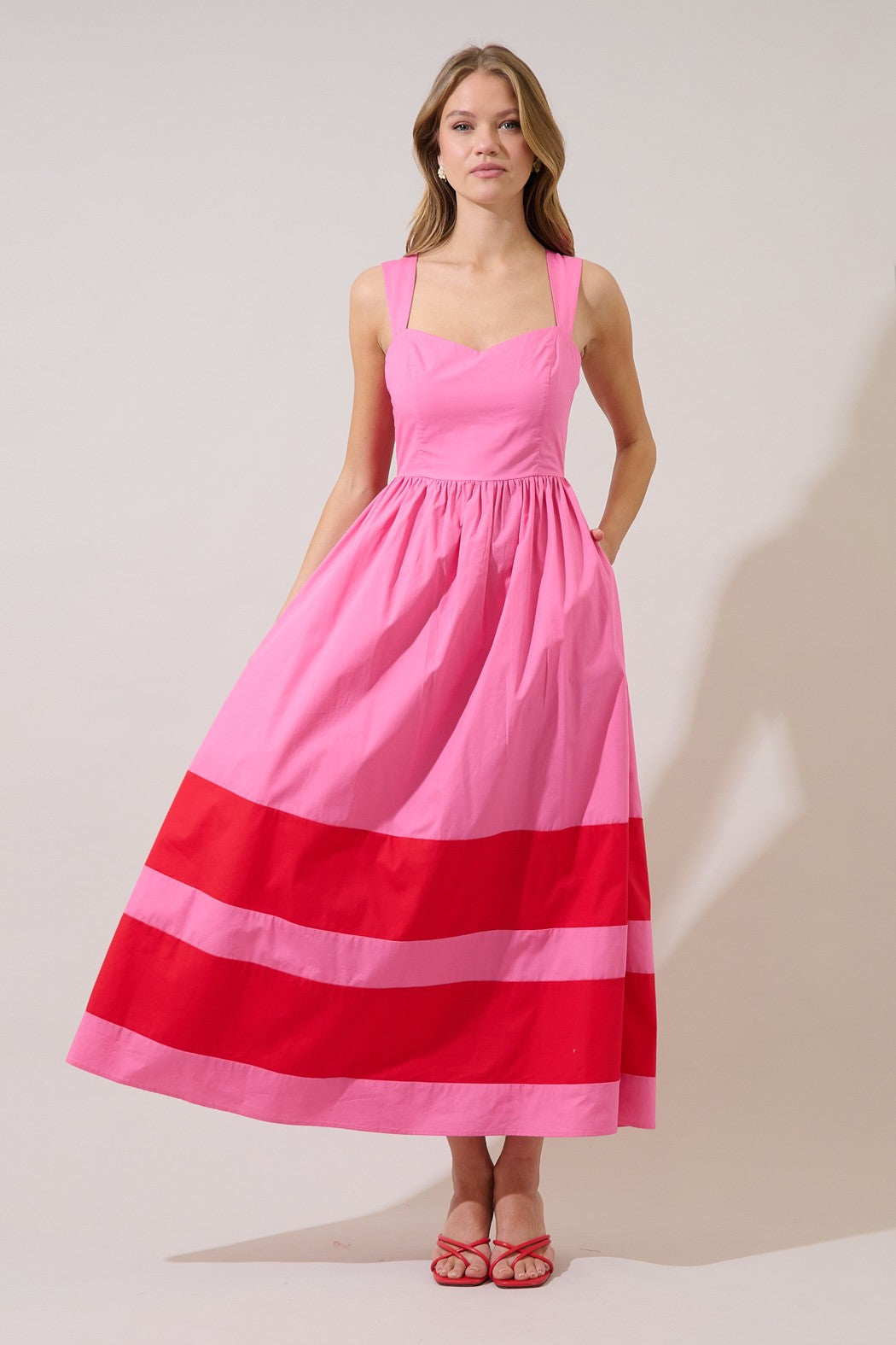 Murry Smocked Contrast Maxi Dress