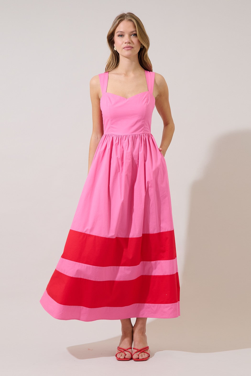 Murry Smocked Contrast Maxi Dress