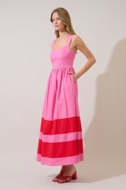 Murry Smocked Contrast Maxi Dress