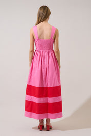 Murry Smocked Contrast Maxi Dress