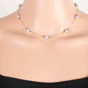 Floral Ceramic Station Beads Chain Necklace
