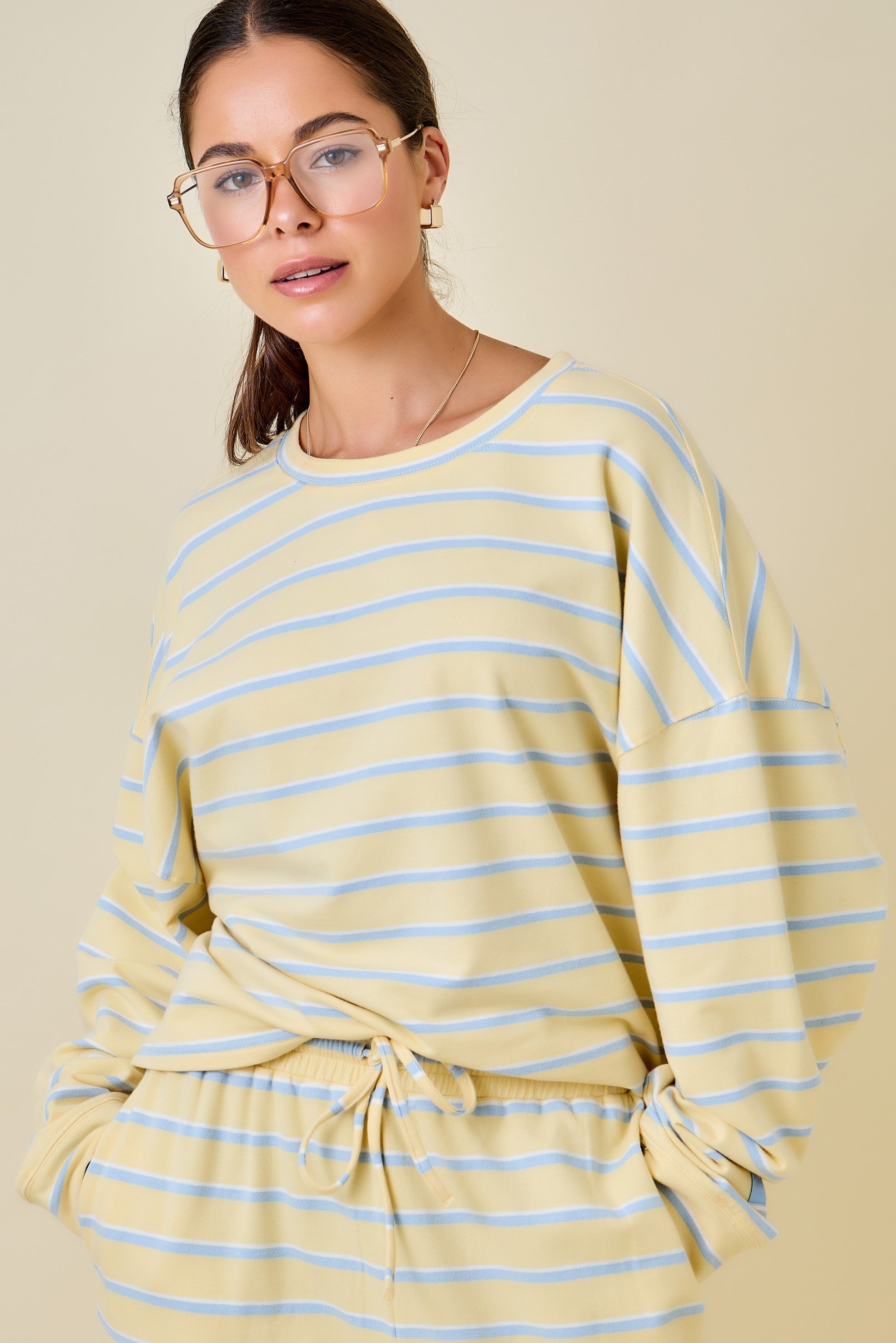 Yellow Striped Long Sleeve & Pant Set