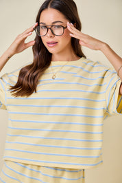 Yellow Striped Boxy Skirt Set