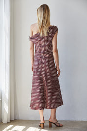 Brown Polka Dot Midi Dress
