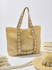 Tan Shell Beach Bag & Hat Set