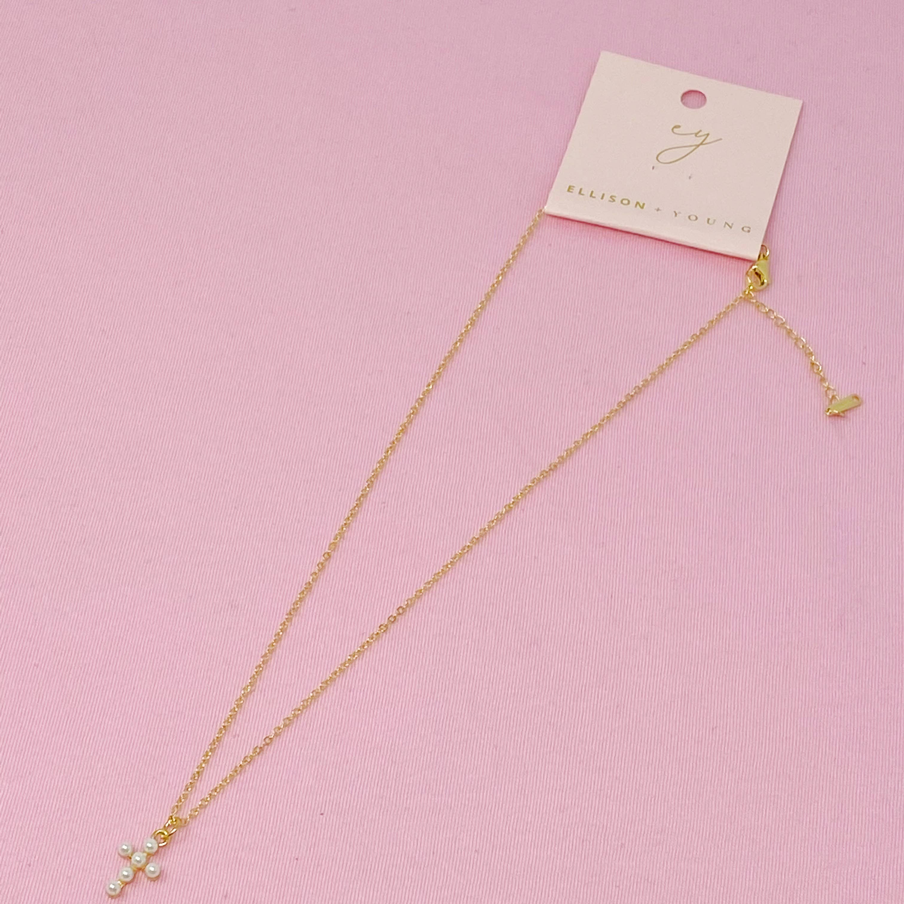 Shell Pearl Cross Necklace