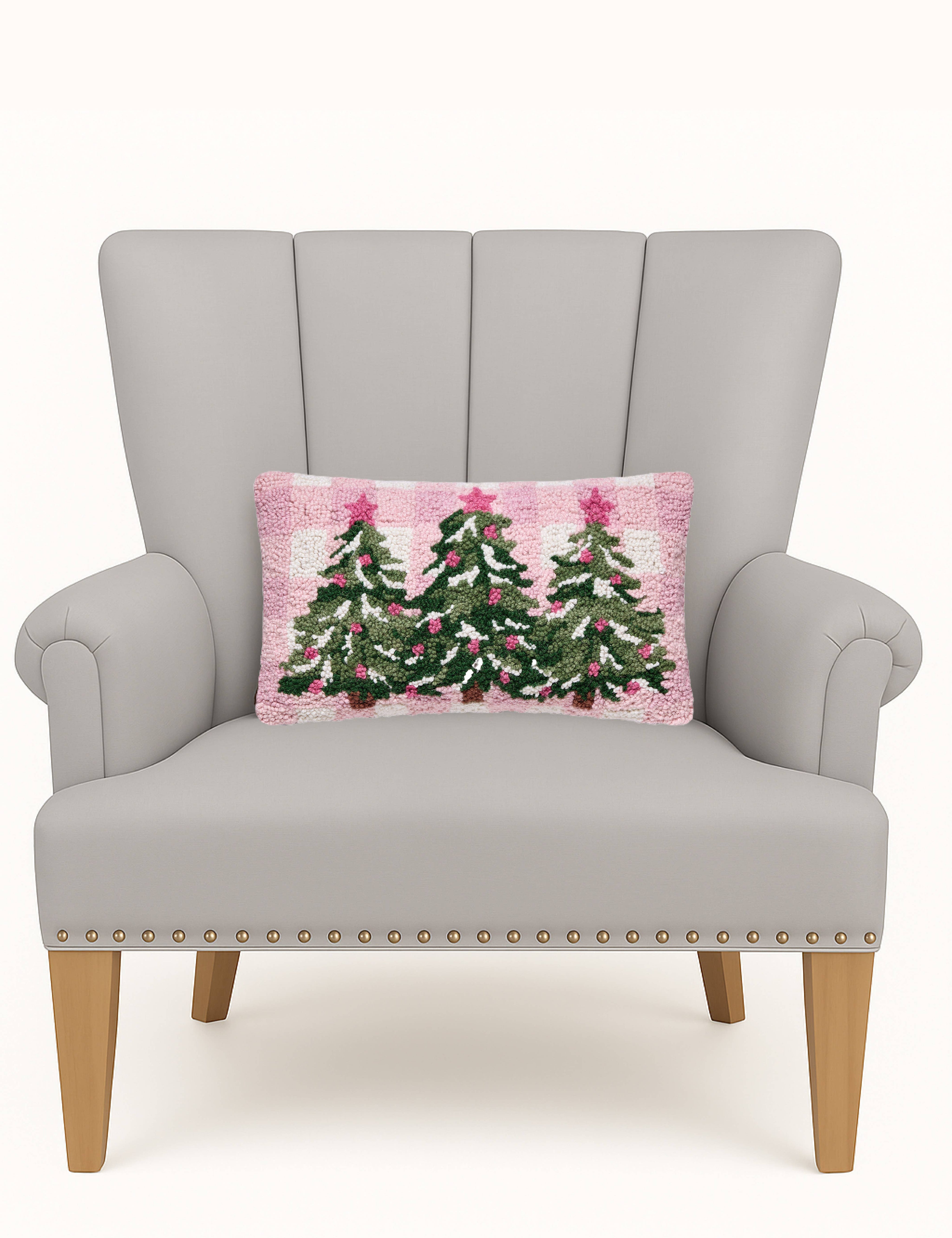 Pink Whimsy Christmas Tree Hook Pillow