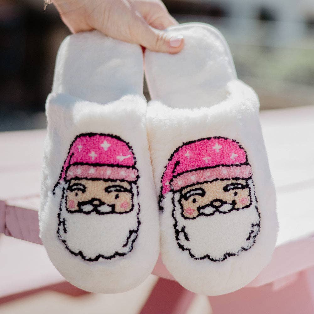 Pink Santa Christmas Slippers from Ninety Nine Boutique