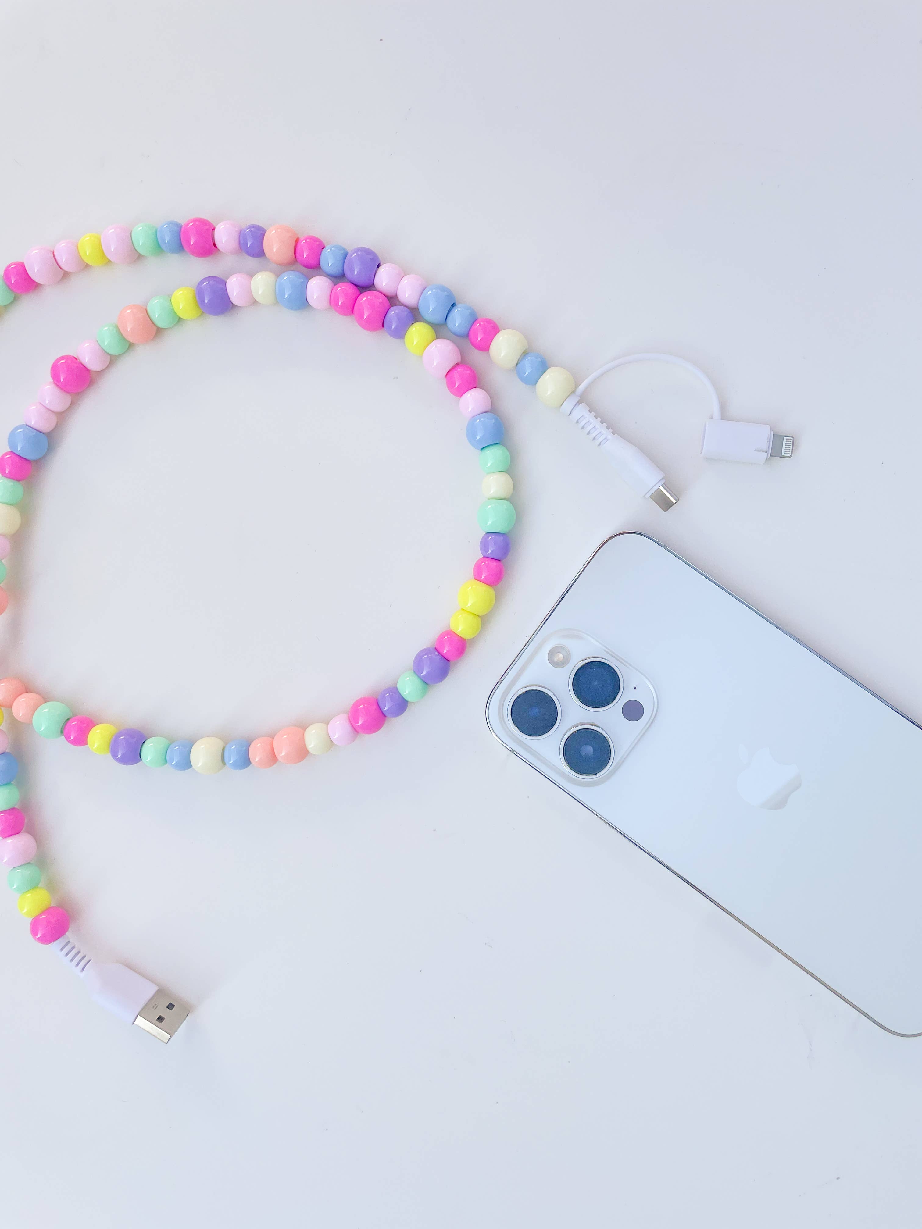 Cotton Candy Beaded Phone Charger