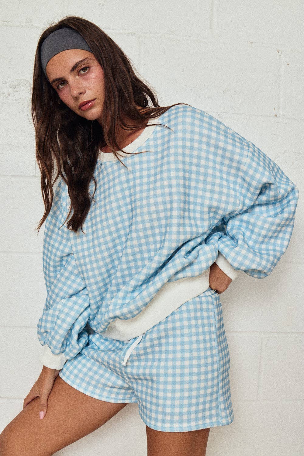 Blue Gingham Lounge Set