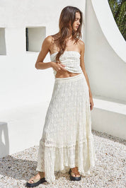 Knit Floral Lace Tube Top