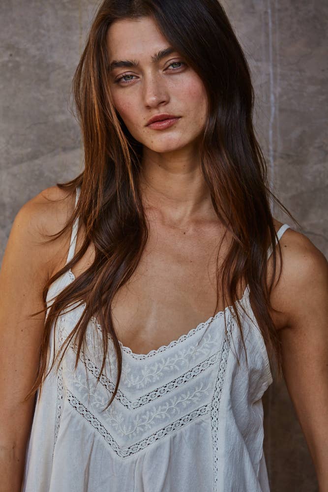 Spaghetti Strap Lace Trim Top