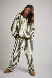 Ivory & Green Crewneck & Pants Set