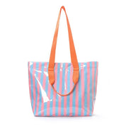 Large Striped Tote Bag w/ Shoulder Strap