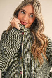 Striped Sweater Cardigan With Colorful Buttons