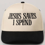 Jesus Saves I Spend Trucker Hat/ Black