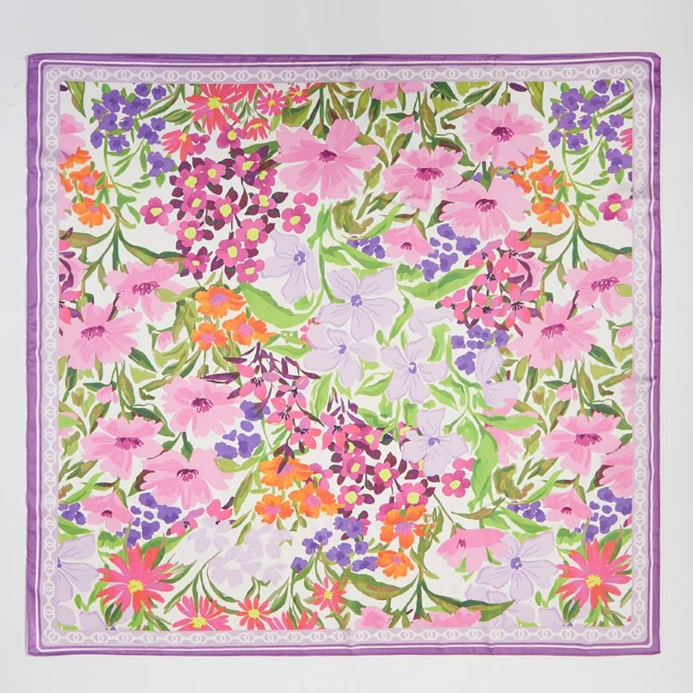 Purple Flower Garden Bandana Scarf