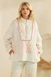 Floral Quilted Quarter Zip